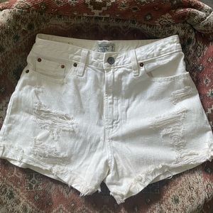 Abercrombie AF Annie High Rise White Denim Short